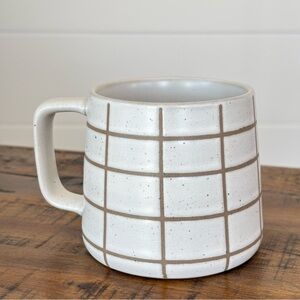 Hearth & Hand Magnolia Grid Pattern Mug in Cream and Brown